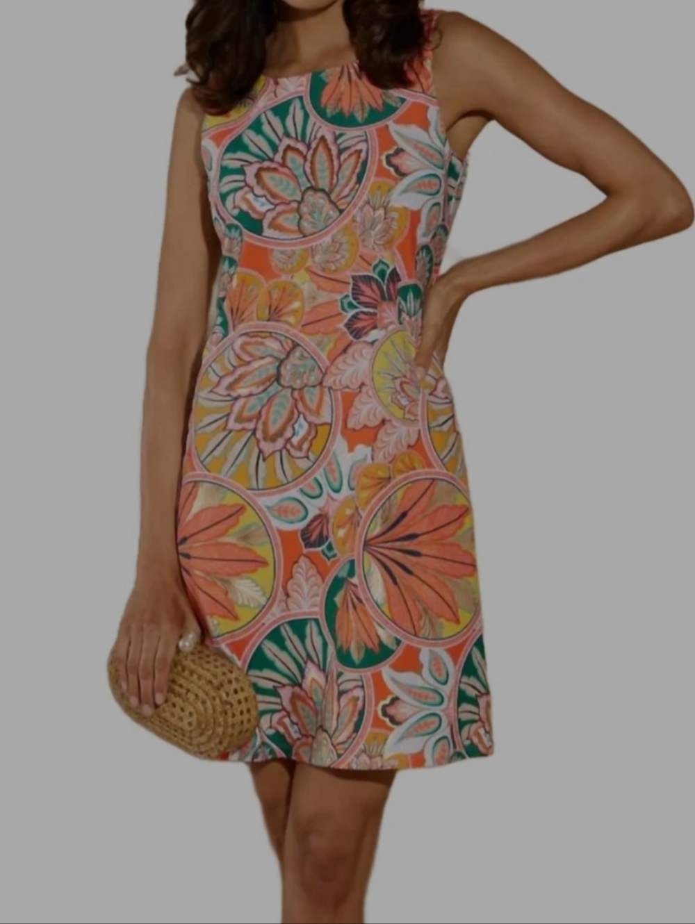 Jude Connally Coral Orange Floral Shift Dress